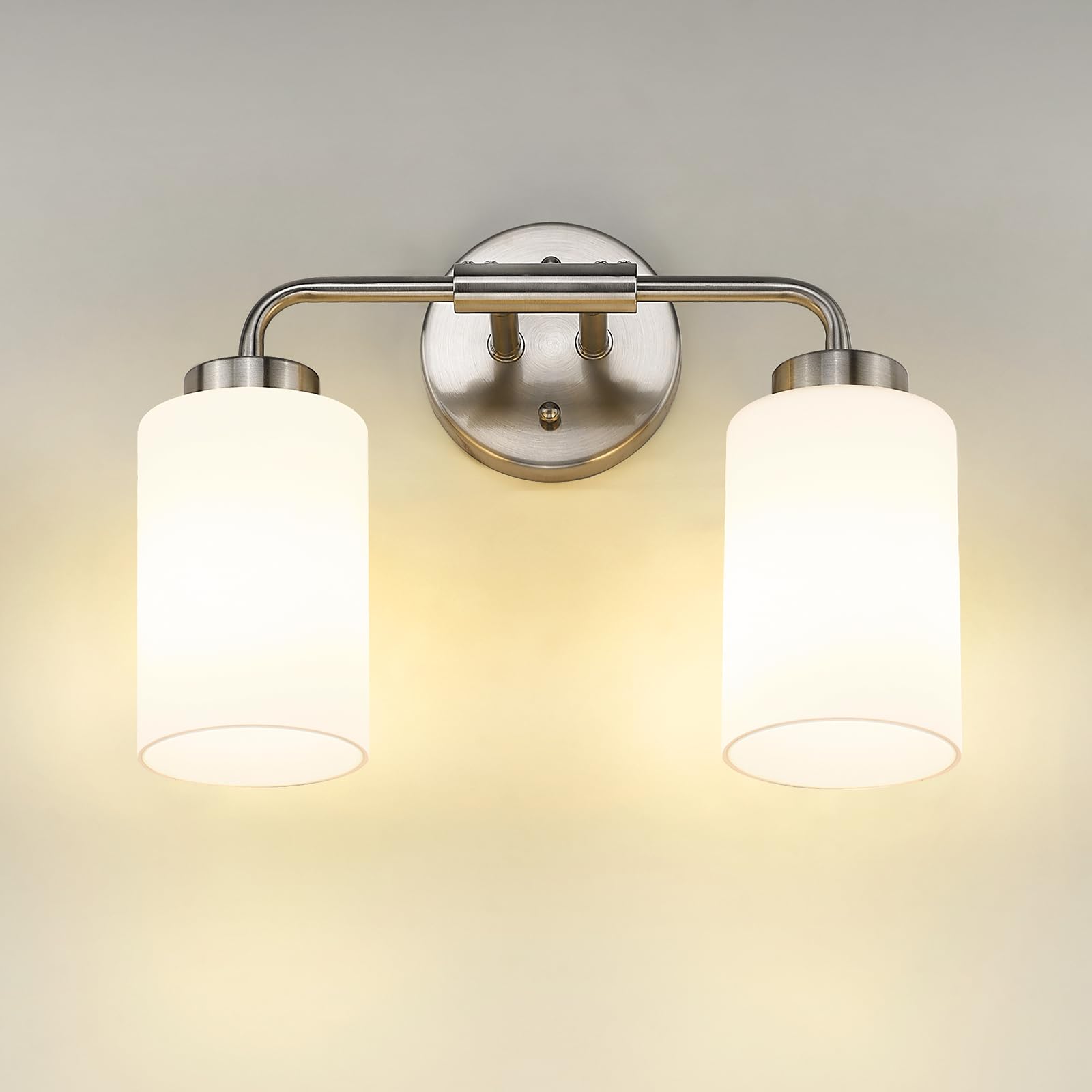 Zeyu Modern Bathroom Wall Sconce  5-Light Wall Mirror Light  Vanity Lighting Over Mirror  Brushed Nickel Finish With Milky White Glass Shade  Zs62B-5W Bn