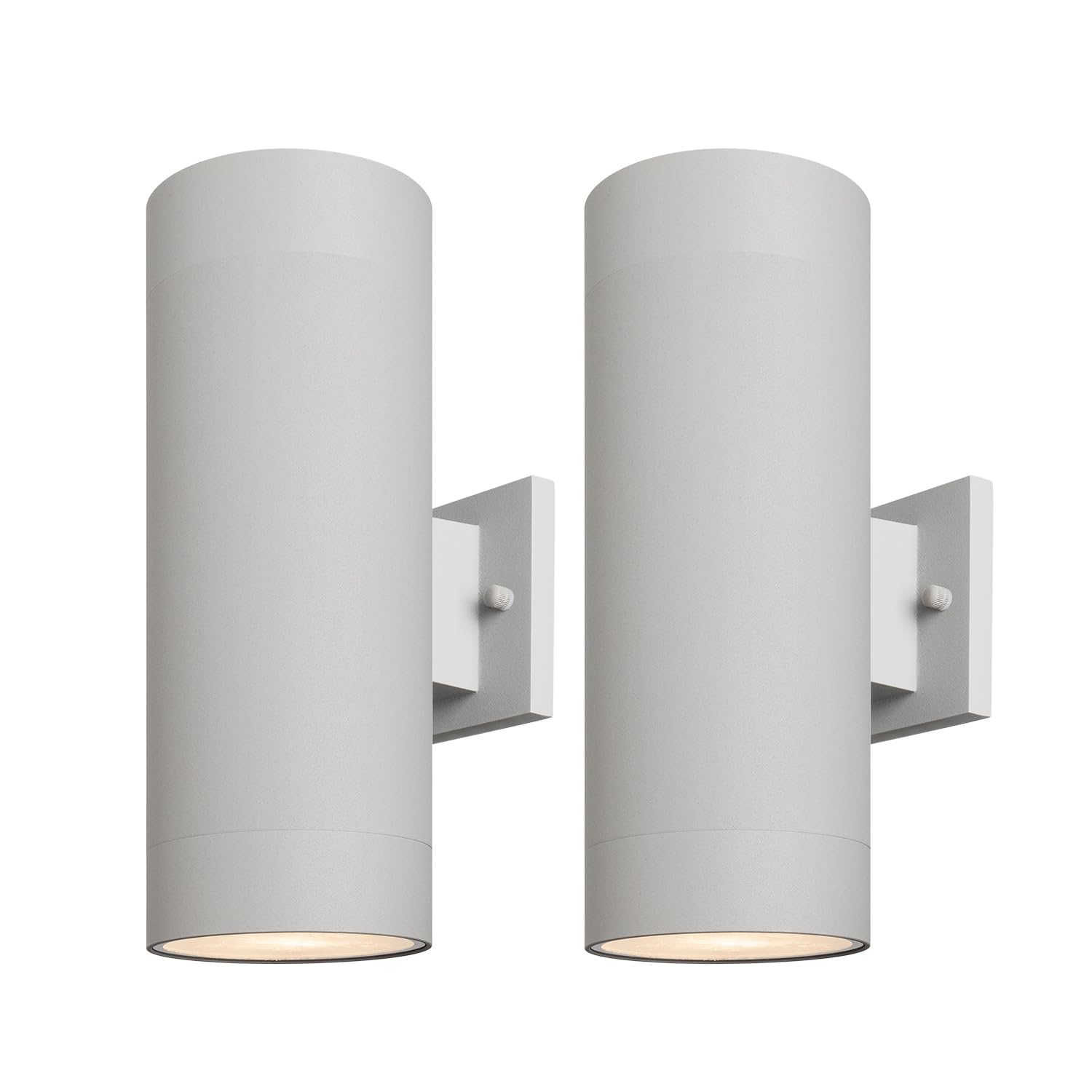 Mirrea 14 Modern Outdoor Porch Light Patio Light In 2 Lights With Aluminum Cylinder And Tempered Glass Cover Waterproof Wall Sconce 2 Pack (Matte Gray)