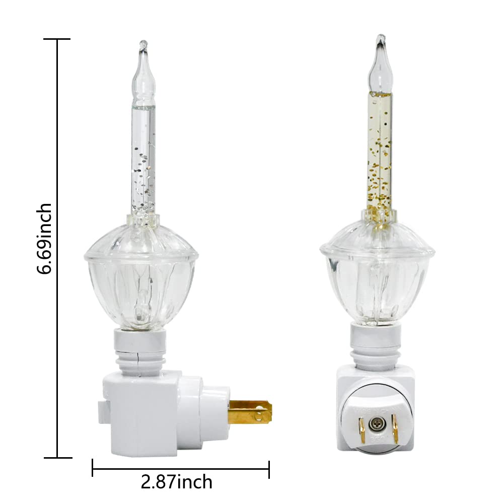Abeja 1 Pack Silver Bubble Light Night Lights For Christmas Decor With 2 Vintage Bubble Light Bulbs(1 Spare) 5W Incandescent Bul