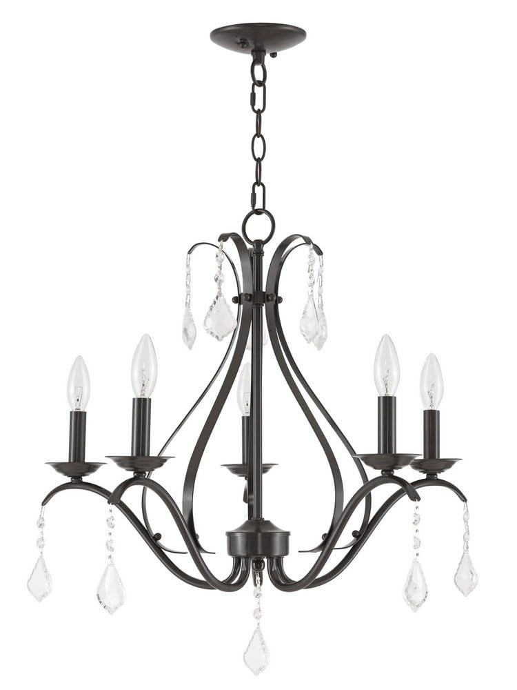 Livex Lighting 40845-92 Transitional Five Light Chandelier From Caterina Collection Dark Finish, English Bronze
