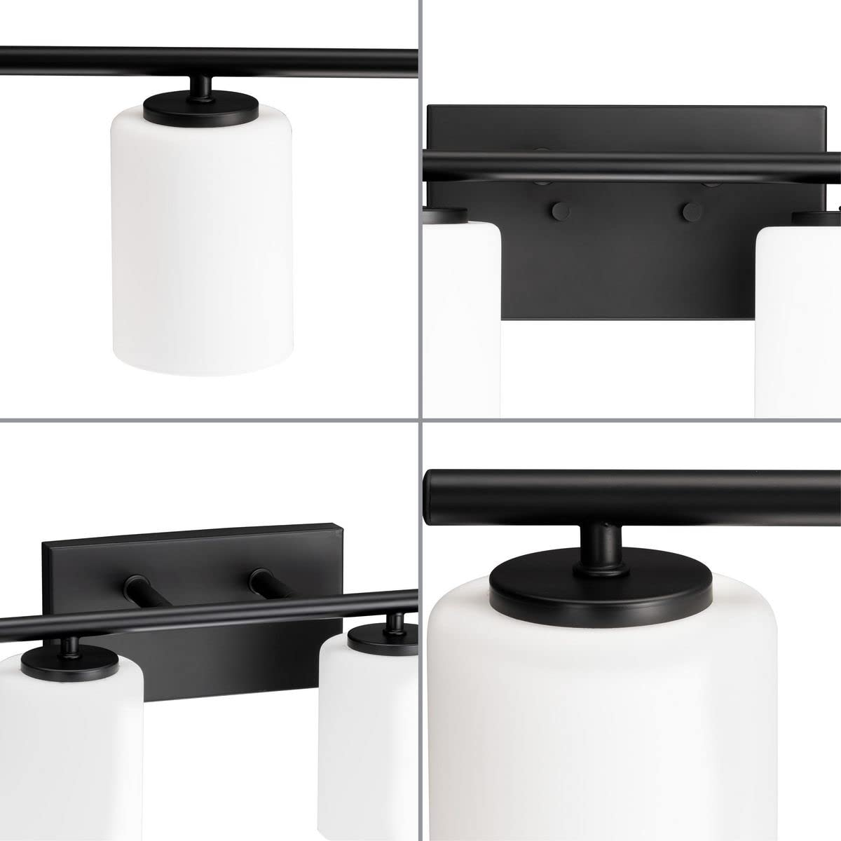 Progress Lighting Replay Collection 48 In. 6-Light Textured Black Etched White Glass Modern Bath Vanity Light