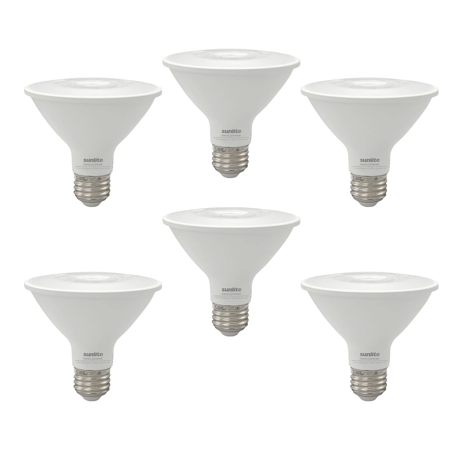 Sunlite LED PAR30 Reflector Bulb, 9W (75W Equivalent), 750 Lumens, Dimmable, 90 CRI, 4000K Cool White, Medium E
