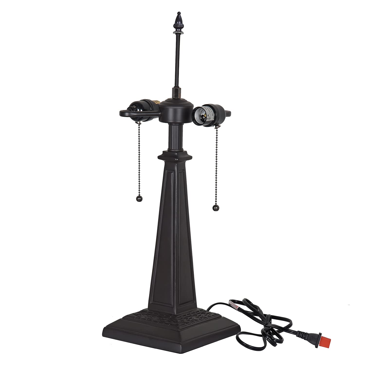 Capulina Tiffany Table Lamp Base Replacement,For 14-18 Inches Lampshade Pole Height 24 Inches Bronze Finished Resin Base