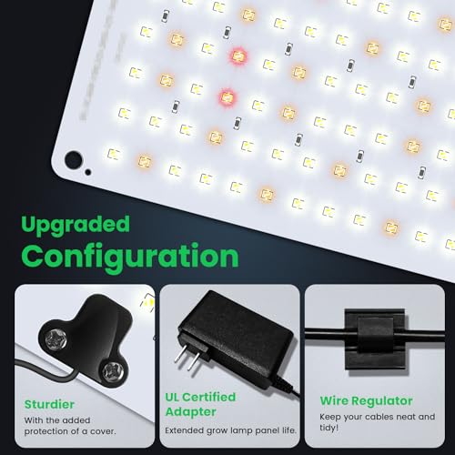 Garpsen Grow Lights for Indoor Plants - 276 LEDs, Full Spectrum, Auto Timer, 3 Color Modes, 5 Dimmable Levels, 24W, Silver, 2 Panels