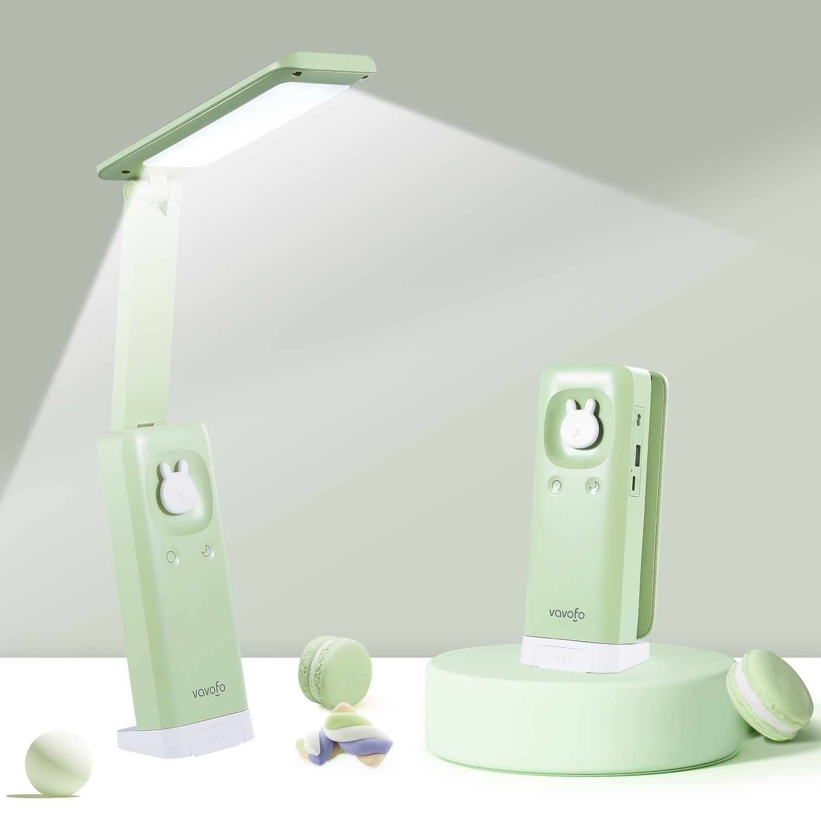 VAVOFO Cordless Desk Lamp with 6000mAh Battery, USB C Rechargeable, Three Color Temperatures, Green, Model KM-6779A