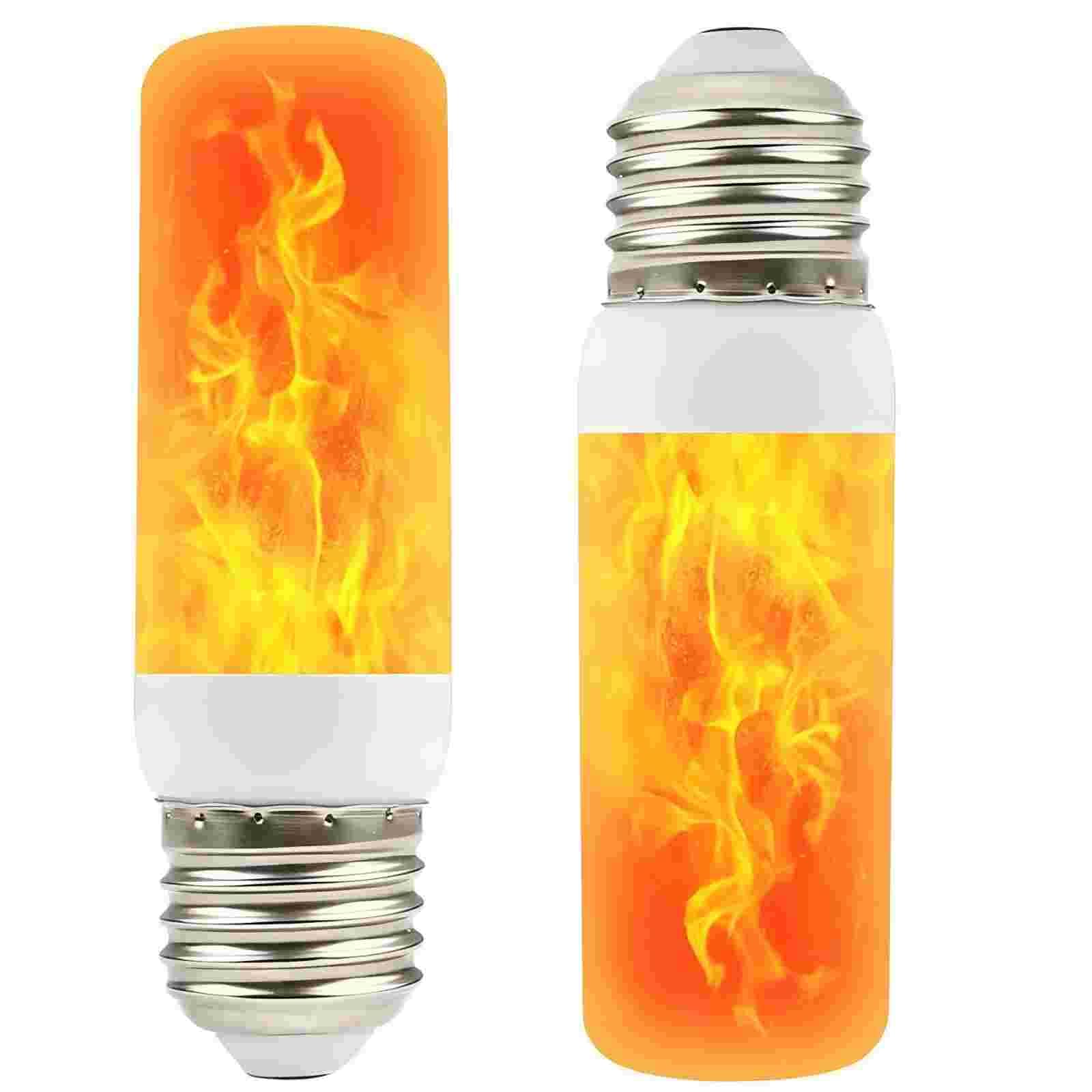 Icrius 2-Pack Led Flame Light Bulbs With 4 Flickering Modes & Gravity Sensor, E26/E27 Base - Realistic Flame Effect Lights For C