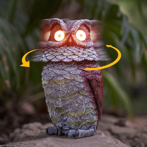 Jy.Cozy Solar Owl Decoy Statue - Glowing Eyes Resin Outdoor Decor For Garden, Porch, Lawn