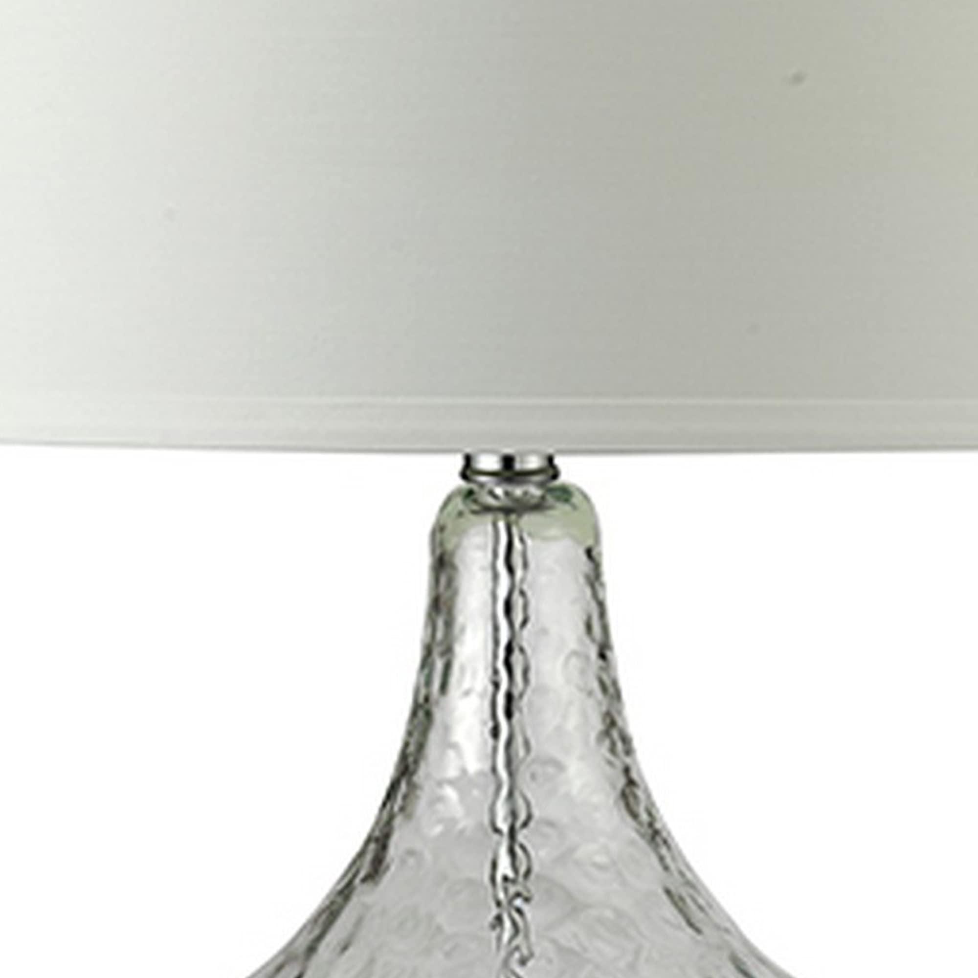 Benzara Table Lamp, Glass Body, Clear and White, Model BM240428