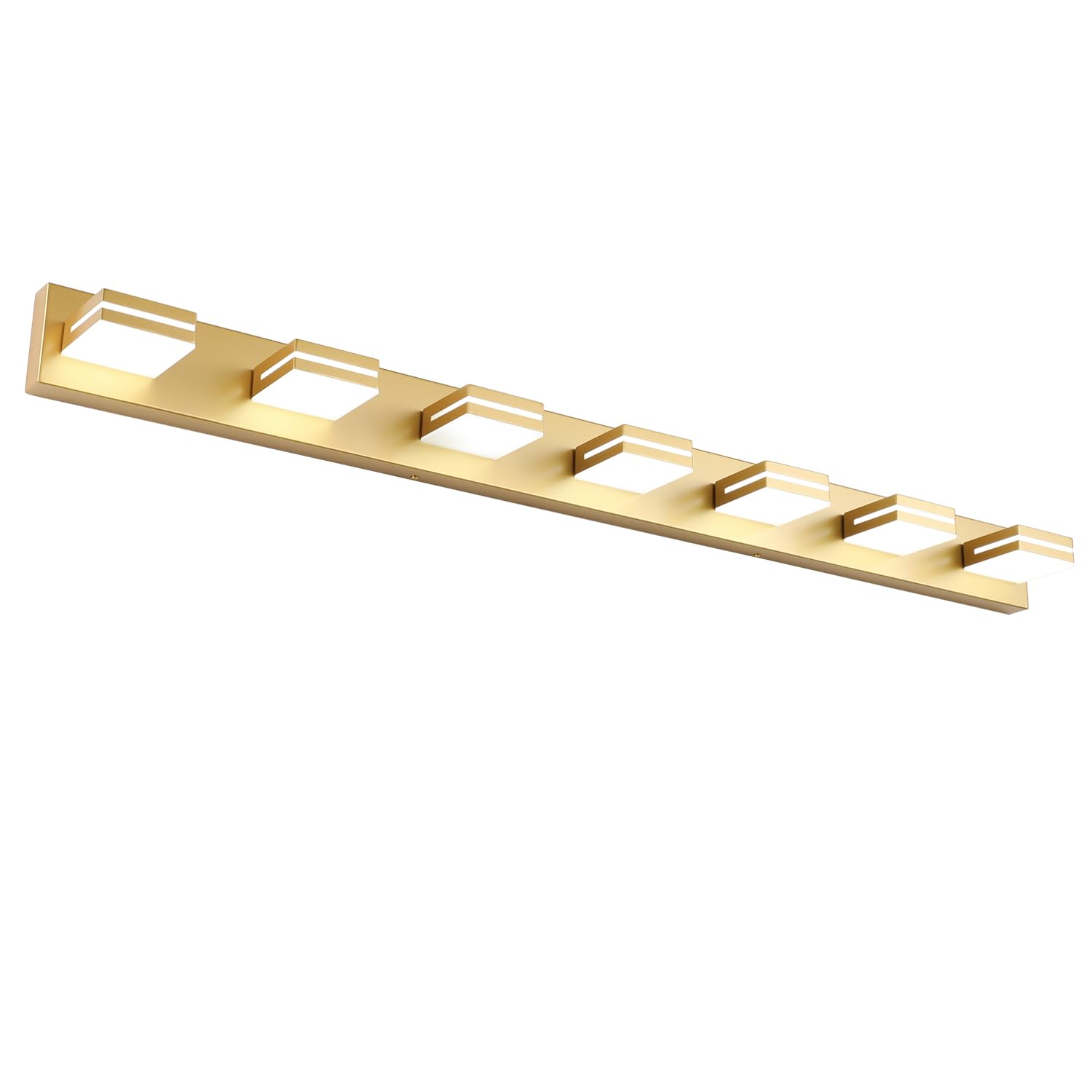 SineRise LED Bathroom Vanity Light Fixture, 7-Light, 55-Inch, Dimmable, Gold, Stainless Steel, Model H0001-53
