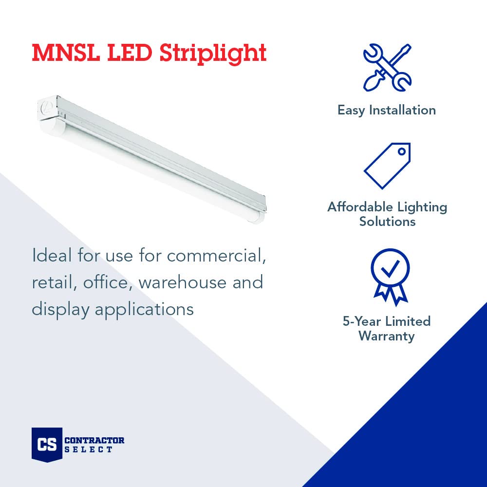 Lithonia Lighting 4Ft Light Fixture, Led Strip Light, 120V, 4000K Cool White Light 4-Foot, 1-Light, White (Mnsl L46 1Ll 120V 40K