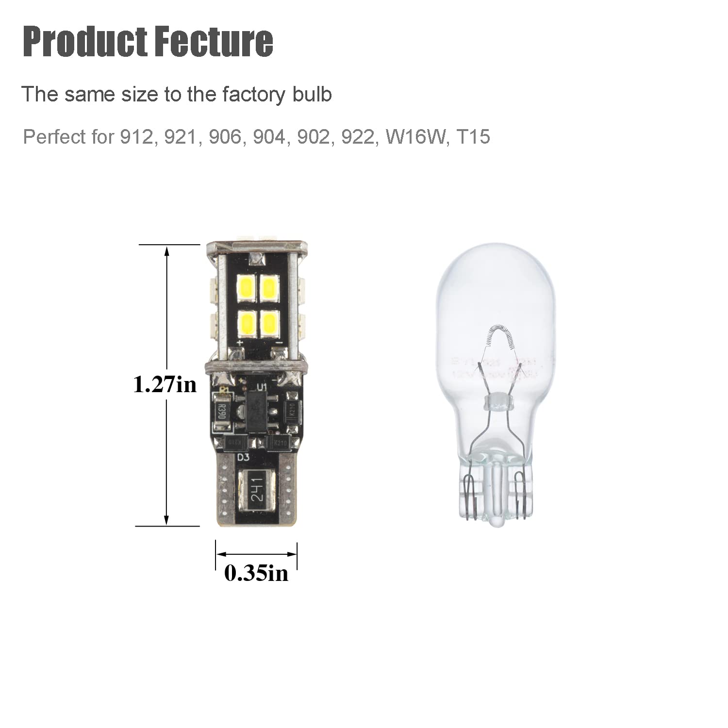 Kisled 912 921 Led Reverse Lights Bulbs, 4-Pack Super Bright Error Free T15 912 W16W 921 Led Bulb For Tail Light Backup Reverse Cargo Lights, Xenon White