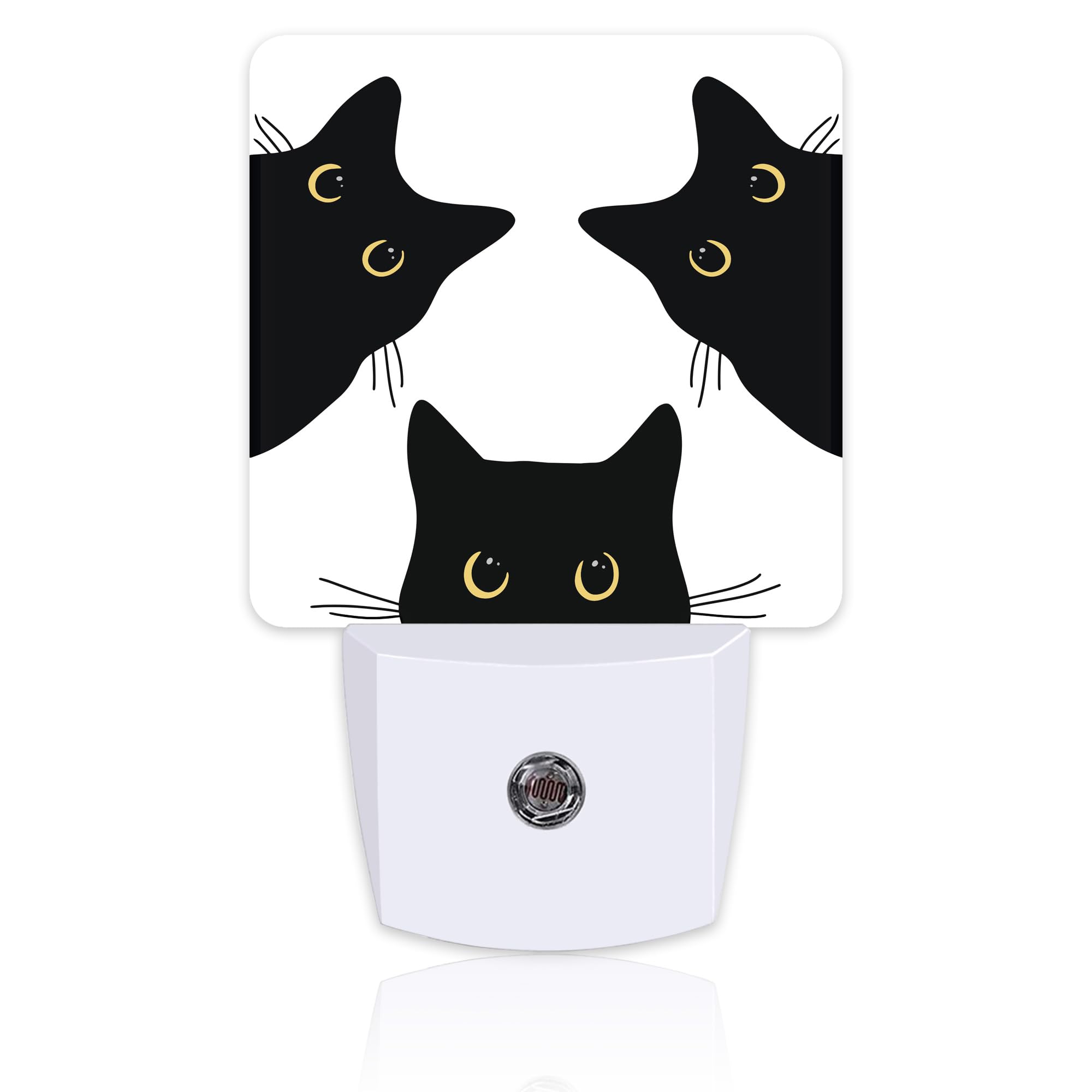 sndheke Funny Black Cats Night Light, Cute Kittens Dusk to Dawn Plug in, 0.5w Energy Saving Sleep Friendly Night Light for Kids 