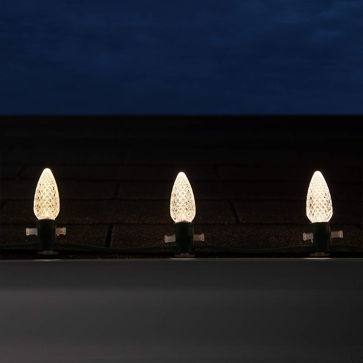 Wintergreen Lighting 25 Pack Opticore Led C9 Warm White Christmas Light Bulbs - White Bulbs C9 Led Christmas Lights Heavy Duty Shatterproof E17 Bulbs/Base (Warm White Faceted)