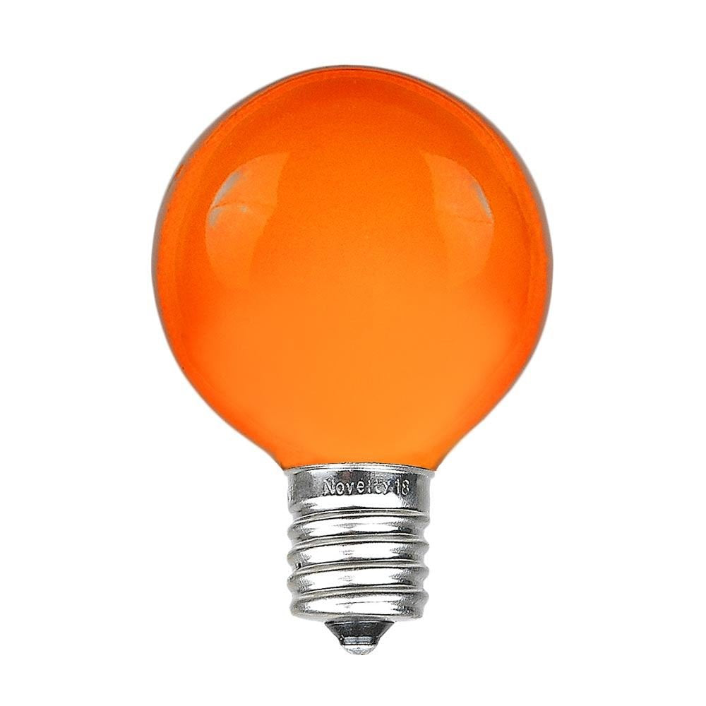Novelty Lights G50 Globe Replacement Bulbs - E17/C9 Intermediate Base, 7 Watt, Orange, 25 Count, Glass