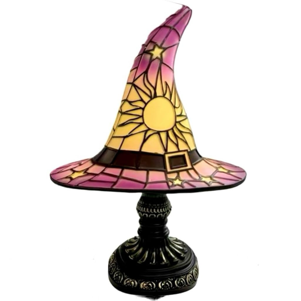 Witch Hat Lamps Handmade Witch Hat Lights Unique Nightstand Night Light Bedroom Decoration Retro Resin Lamp For Indoor Party Hau