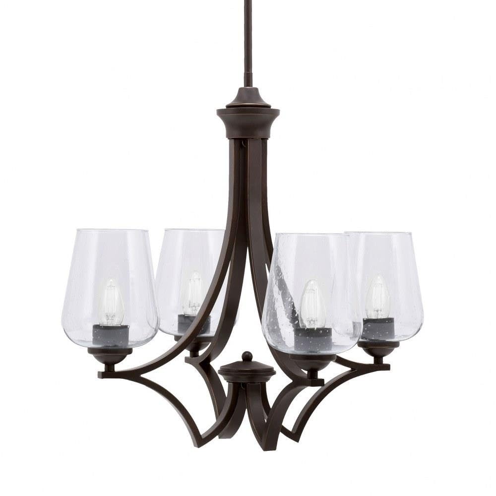 Toltec Lighting 564-DG-210 Zilo - 4 Light Uplight Chandelier-19.75 Inches Tall and 20.25 Inches Wide, Finish Color: Dark Granite, Glass Color: Clear Bubble