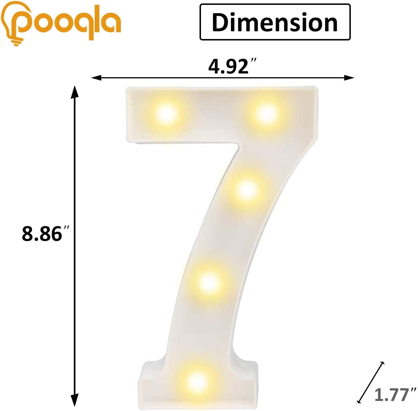 Pooqla Led Light Up Numbers 7  Warm White And Colorful Lighted Marquee Numbers With Remote  Lighted Numbers For 7Th 70Th Birthday Decorations  Gift For Girls Boys Her Him Anniversary Home Party Decor