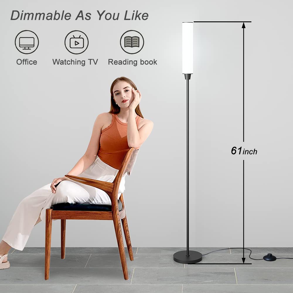 Nukanu Black Floor Lamp with Remote Control - Stepless 3000K-6000K Adjustable Brightness - Perfect for Living Room, Bedroom, Office