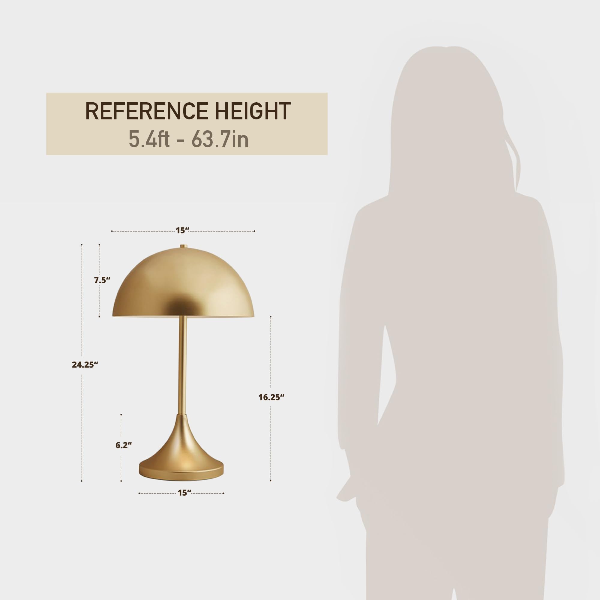 Ink+Ivy Table Lamp For Bedroom - Large Metal Dome Nightstand Lamp, Modern Gold Bedside Lamp With Curved Base, Clear Polarized Cord, In Line Switch, Gold Accent Lamp Decor, 24.5&quot; H Gold