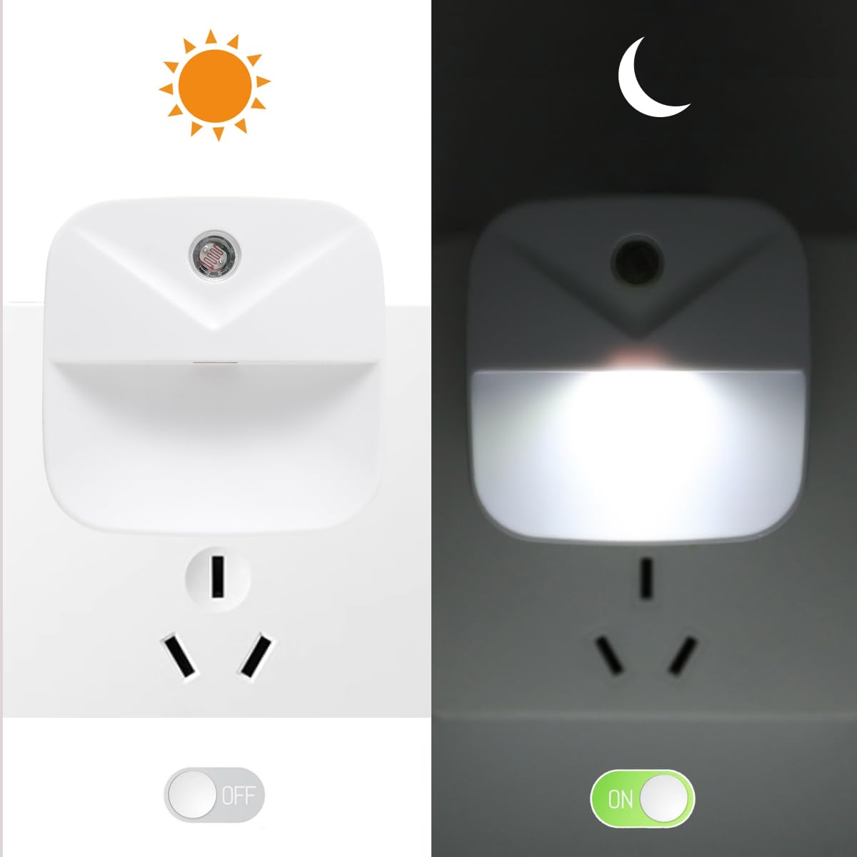 Kinur 6 Pack Led Night Light Plug Into Wall, Daylight White Color Dusk To Dawn Sensor Automatic On And Off For Kids, Nursery, Be