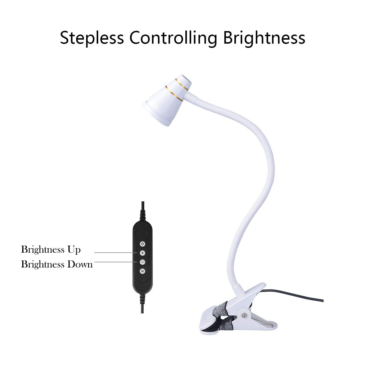 CeSunlight LED Clip Desk Lamp - Adjustable 3000K-6500K, Milky White, Model A9-WHITE-US, Strong Clamp for Bed Reading