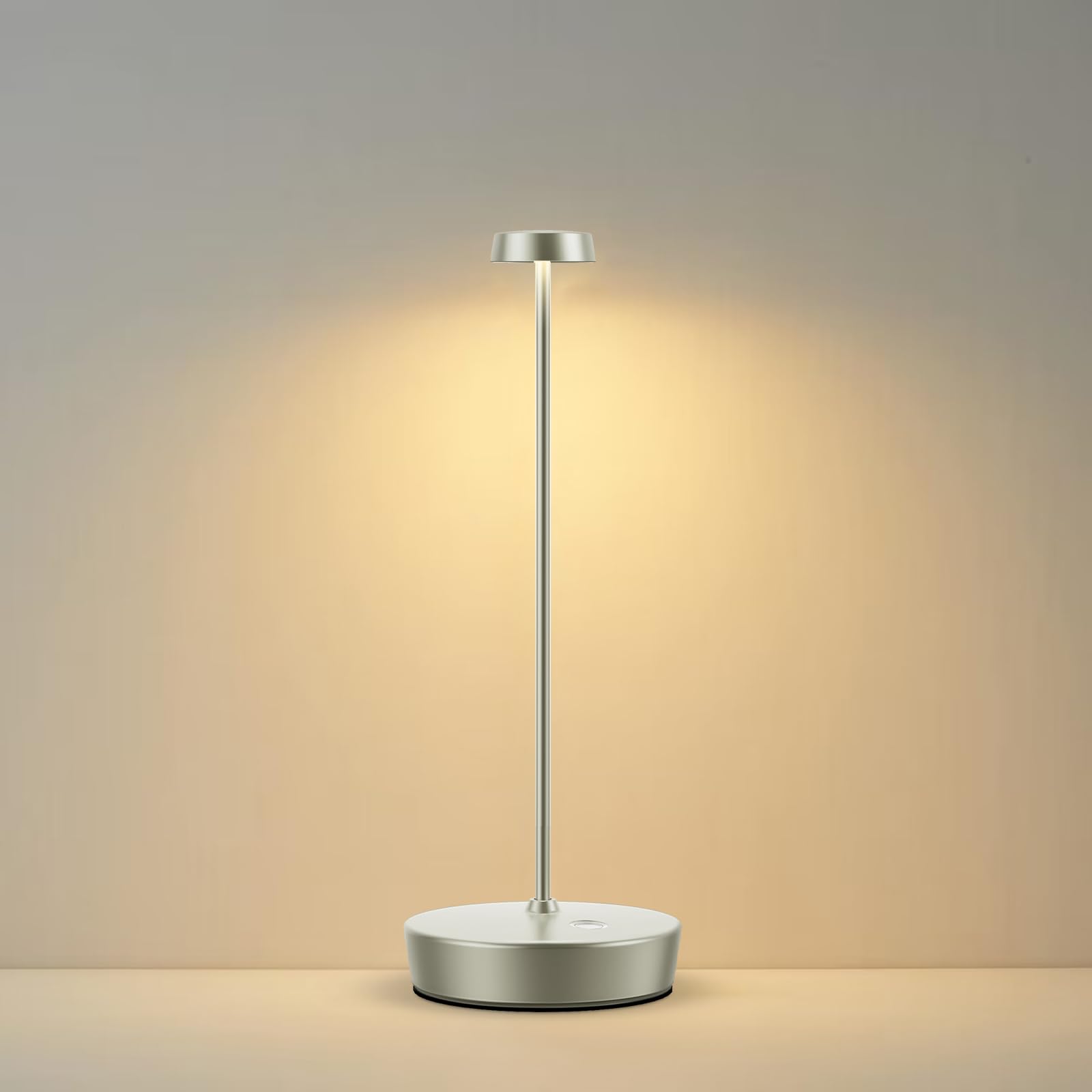 Sikevht Cordless LED Table Lamp,Rechargeable Battery Desk Lamps, 3 Color Stepless Dimmable Metal Battery Table Lamps, Portable T