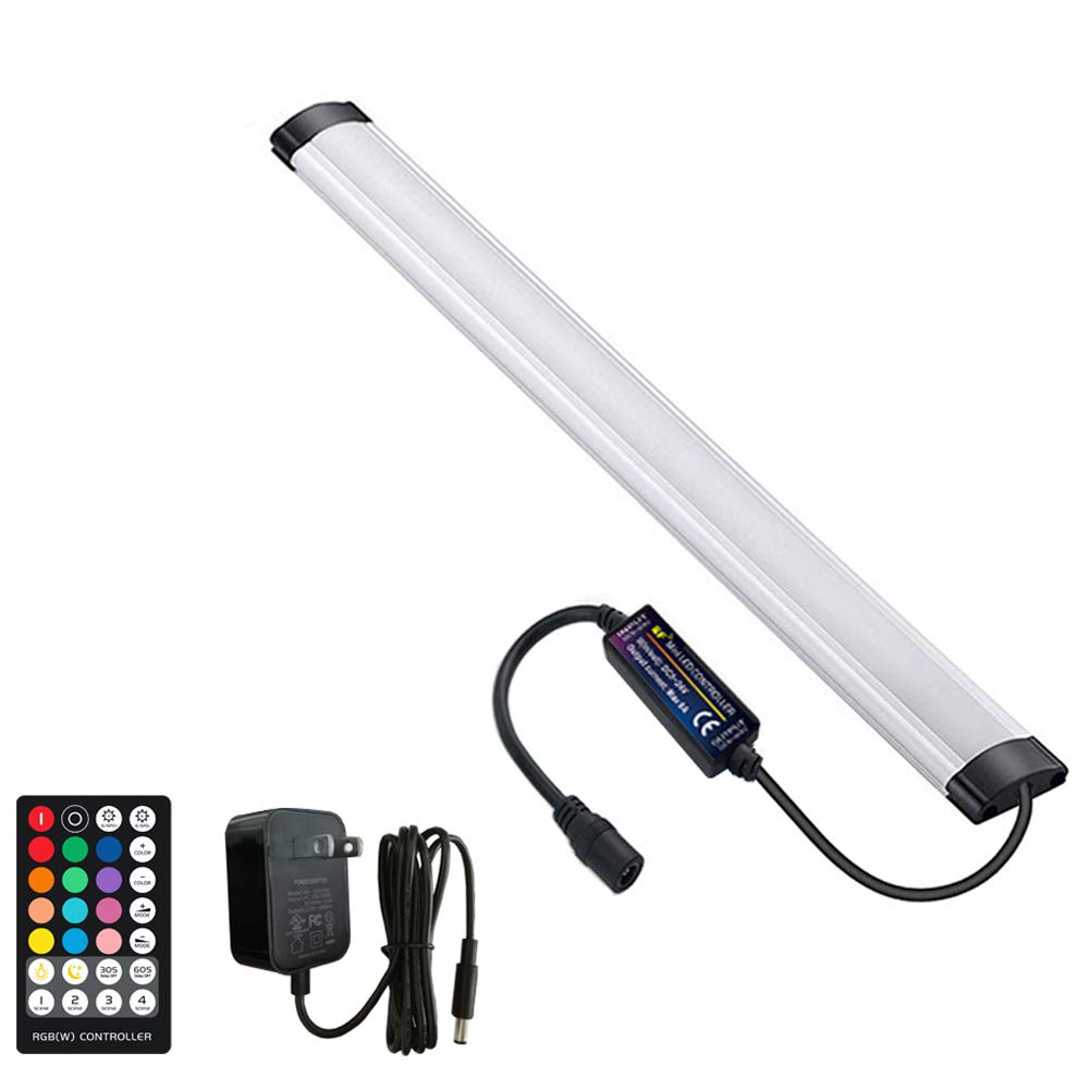 LAIFUNI Dimmable RGB LED Under Cabinet Lighting, 12 Inch Aluminum Light Bar, Remote Control, Red