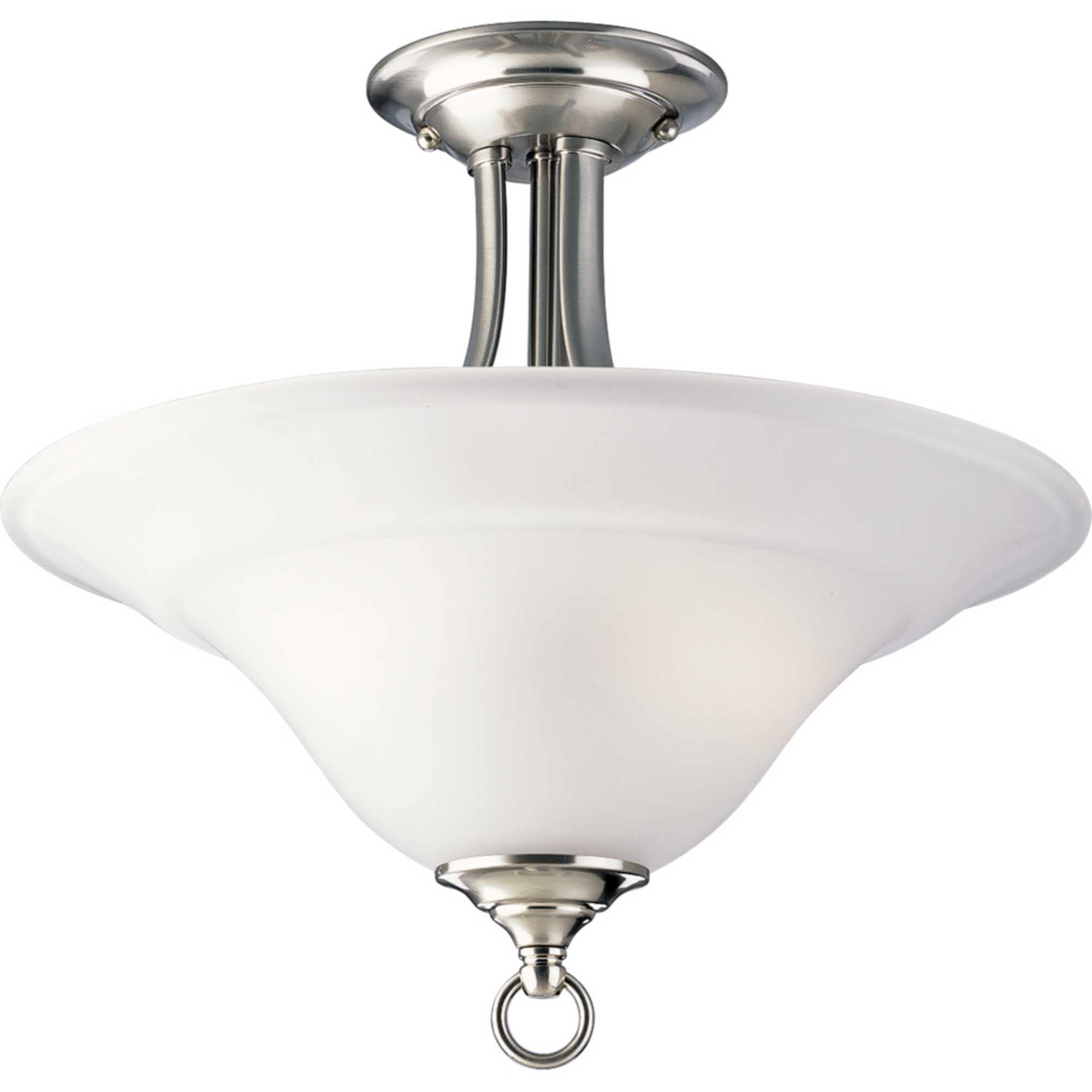 Progress Lighting 2-Light Semi-Flush Mount, Brushed Nickel, 16in Diameter, Alloy Steel, Model P3473-09