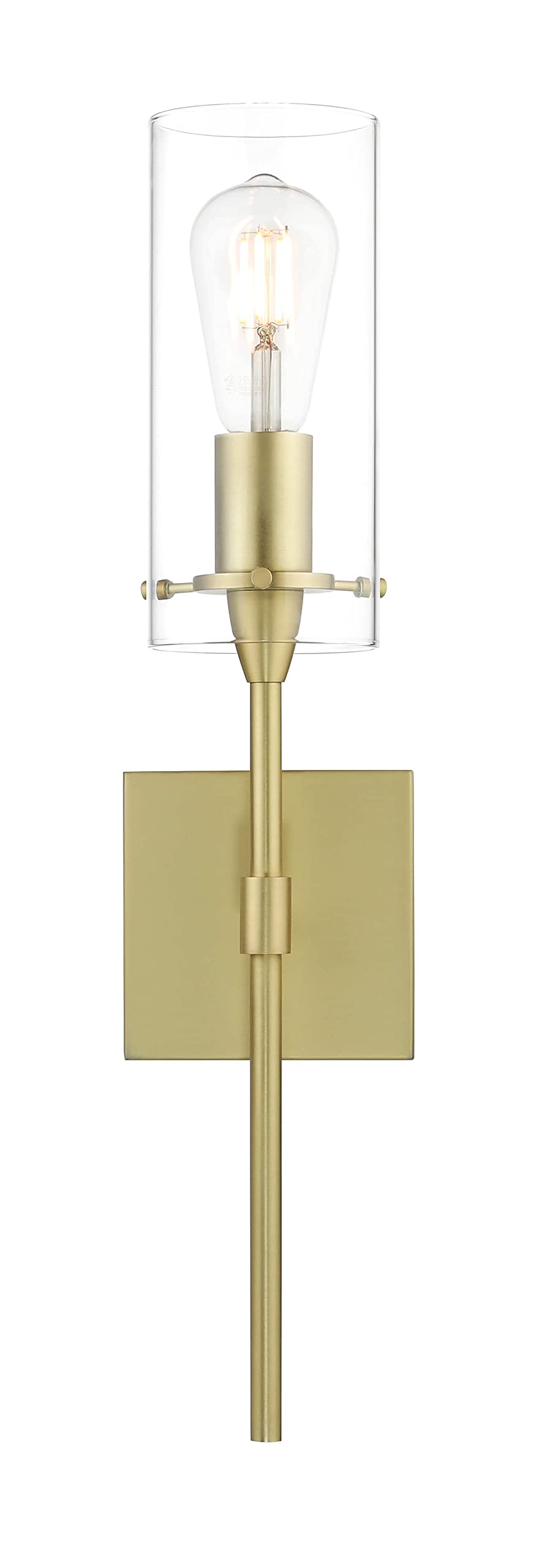 Xinbei Lighting Gold Wall Sconce Modern Single Bathroom Sconce Light With Clear Glass Brass Wall Light Fixtures For Vanity & Liv