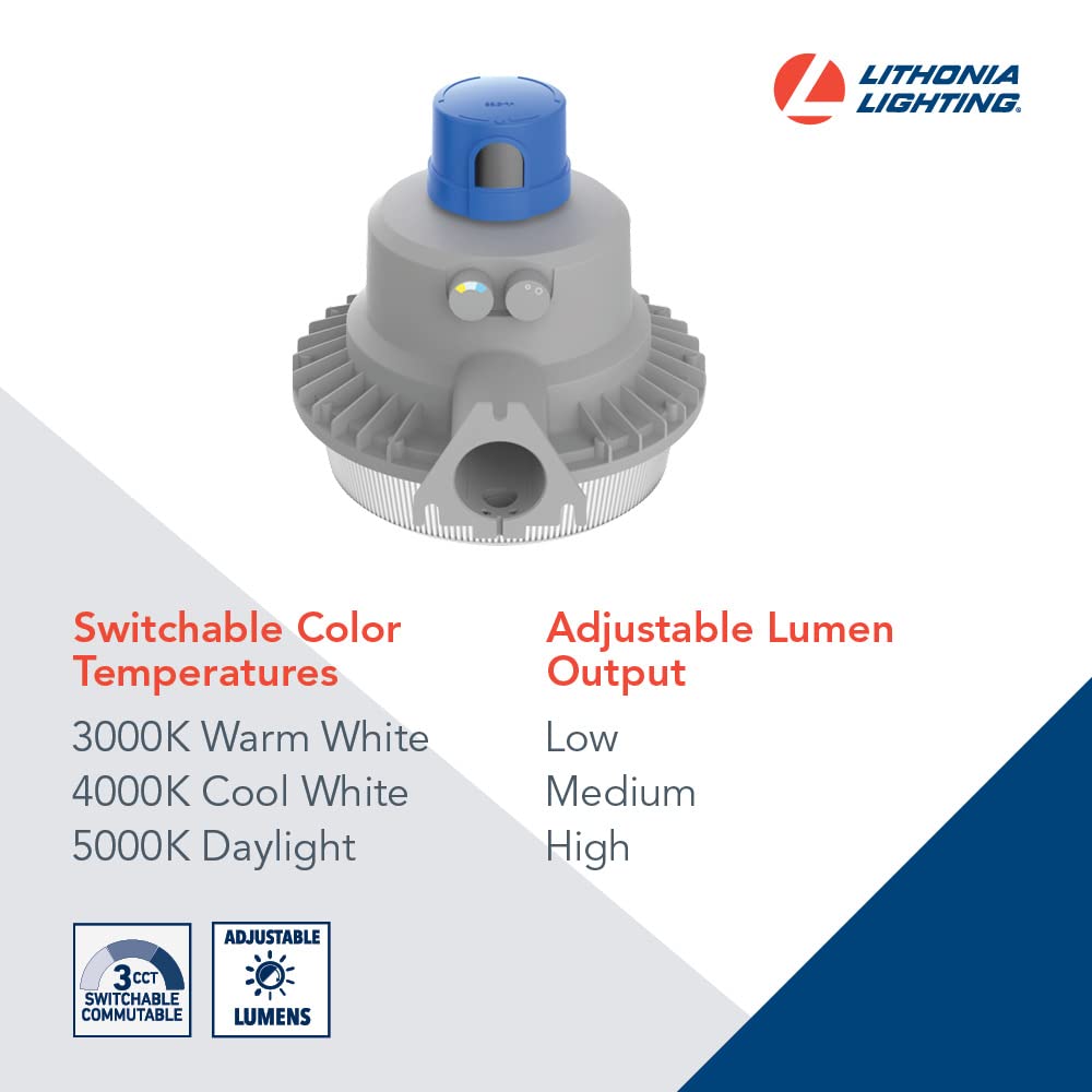 Lithonia Lighting Outdoor LED Security Light, Dusk to Dawn, Adjustable Lumens, Gray, Model BGR ALO SWW2 MVOLT PER DNA M2