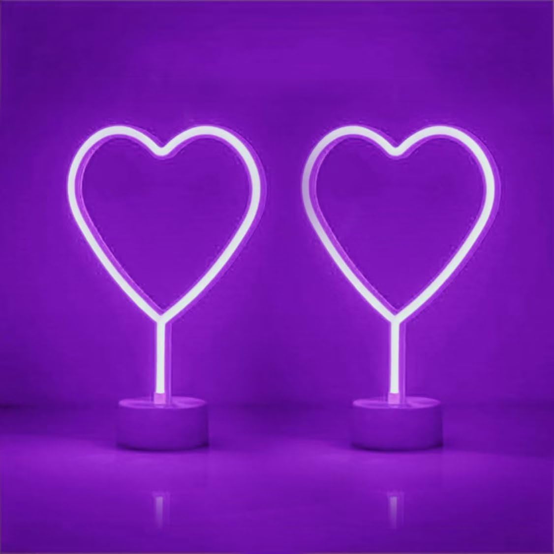 Heart Neon Sign  2 Pack Room Decor Neon Lights For Bedroom Girls  Battery Operated Or Usb Powered Led Heart Lamp For Birthday Wall Decor Party Home Decor  Mothers Day Valentine Gifts(Purple)