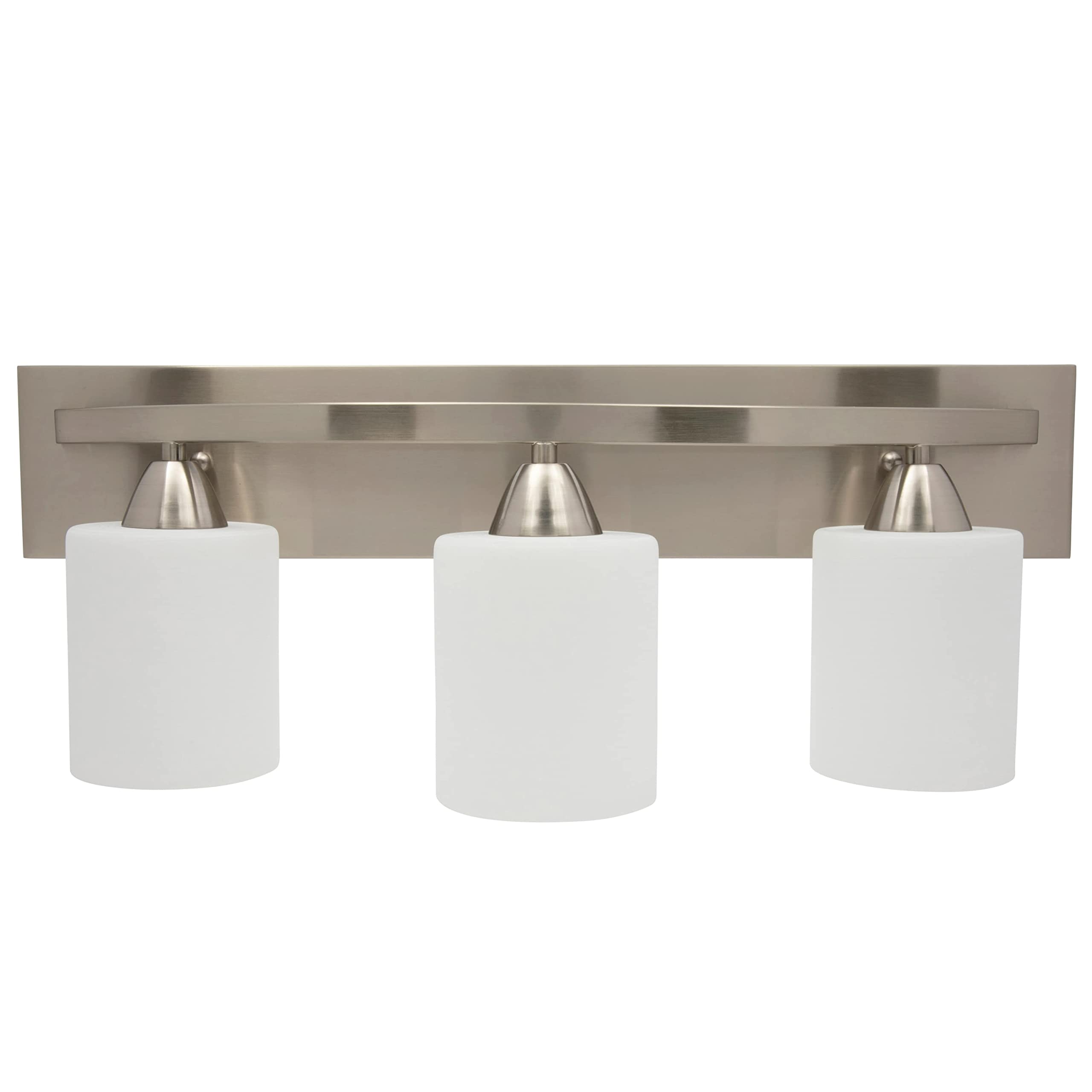 Dorence Vanity Light Fixture - Interior Bathroom Lighting Bar with Modern Milk Glass Shade - Bathroom Lights Over Mirror Fixture