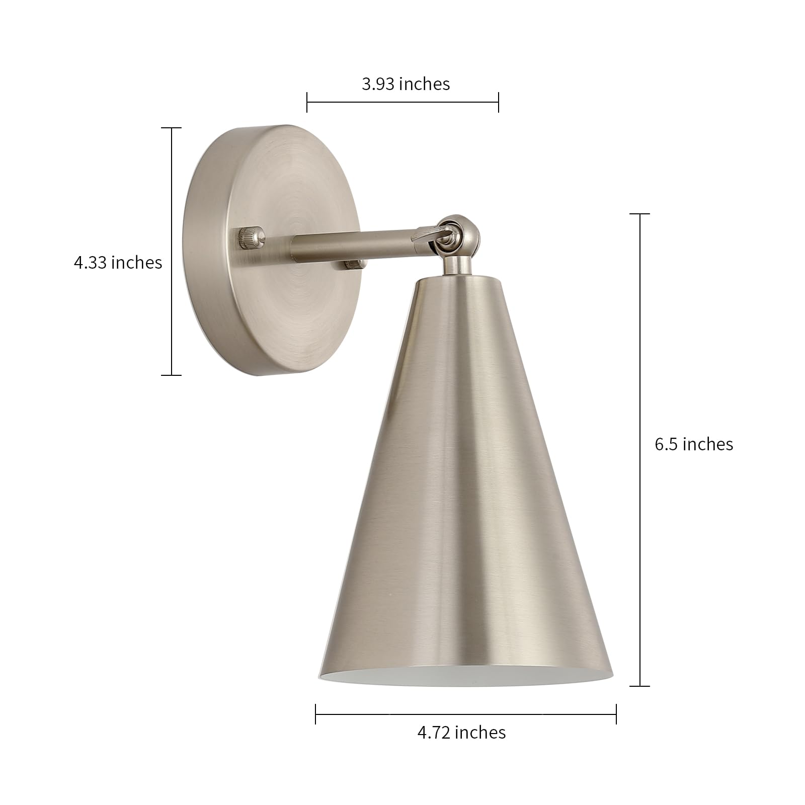 MWZ Wall Sconces Set of Two, Battery Operated, Dimmable, Adjustable Angle, Nickel, Model W-XL125
