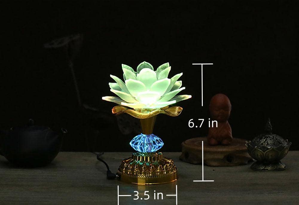 Omeet Colorful LED Lotus Lamp - Eco-Friendly Plastic, White, Model OMNL078B, Ideal for Worship and Display