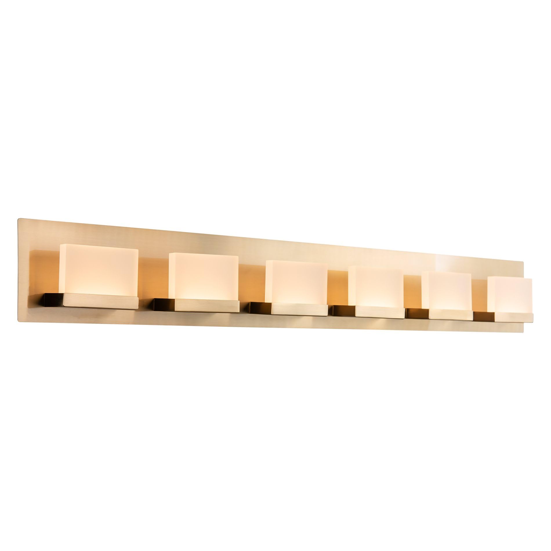 Kira Home 48in Modern 6-Light Bathroom Vanity Light, Cool Brass Finish, Metal, RV-WB9266-CB, 3000k Warm White Light