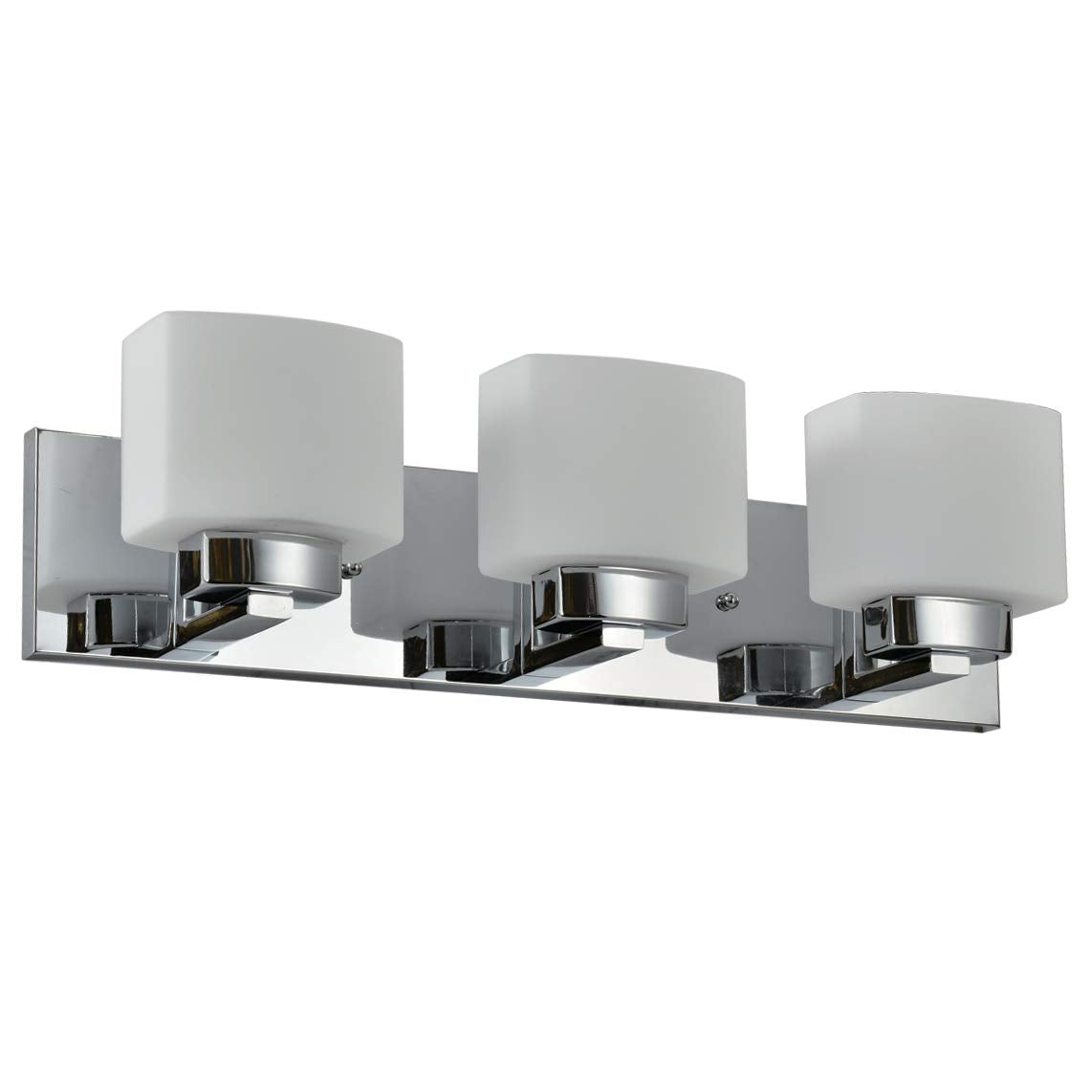 Design House 587469 Dove Creek 3-Light Vanity Light, Polished Chrome Finish, Frosted Glass Shades, Dimmable, Bathroom Wall Fixtu