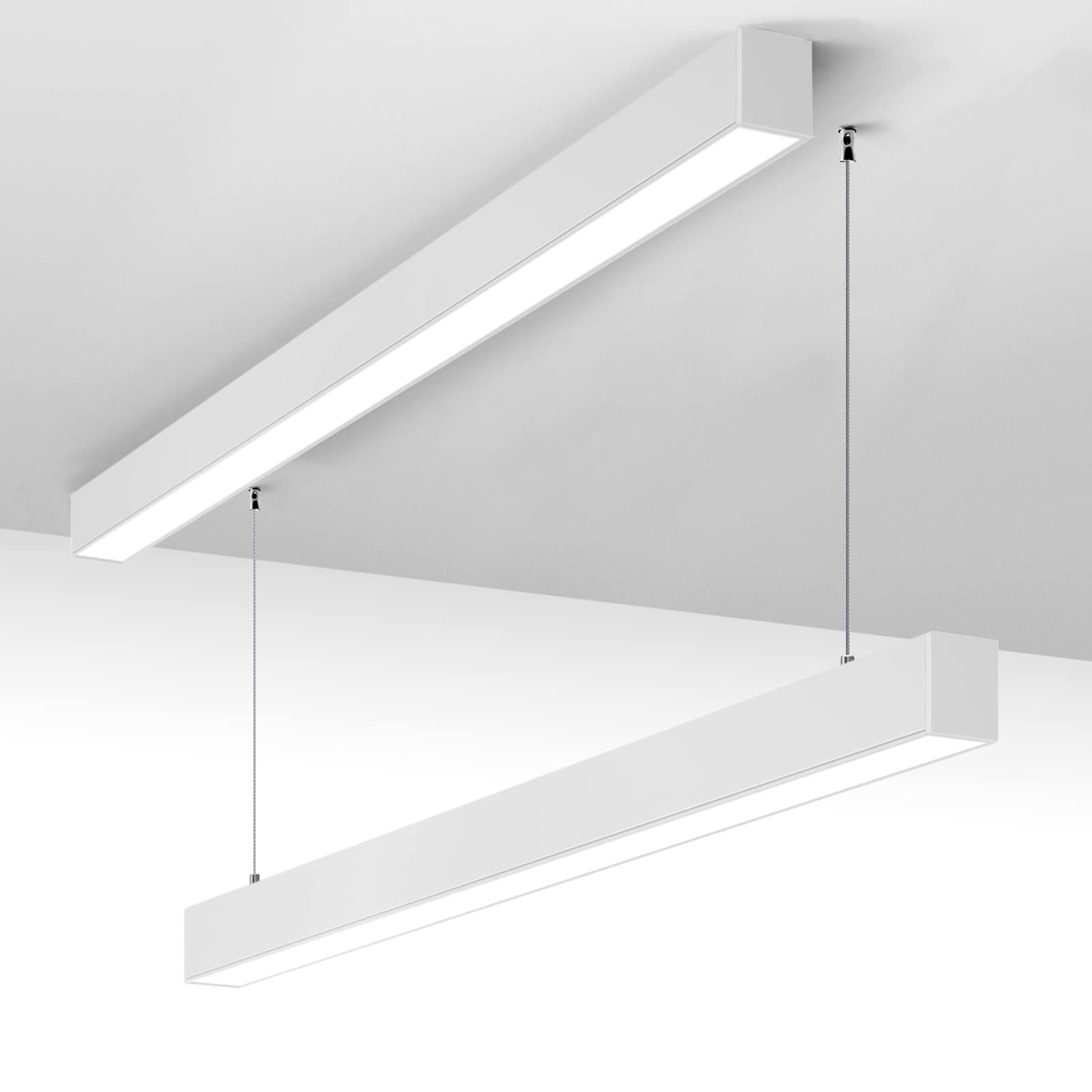 Barrina 4FT LED Linear Light, 45W 0-10V Dimmable Hanging Light, 2700K 4000K 5000K Color Changing, Linkable Office Shop Ceiling L