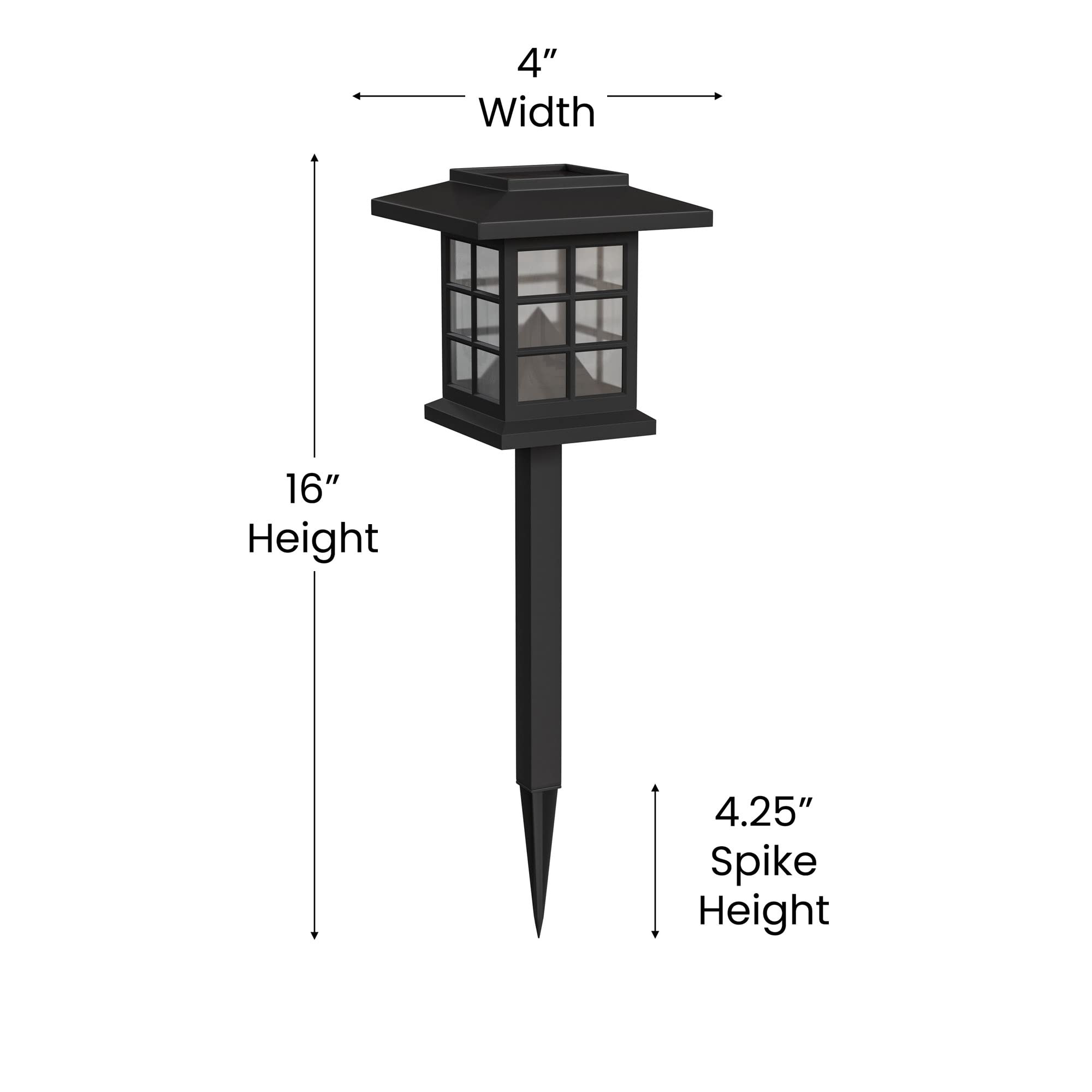 Flash Furniture Halsey Lantern Style Led Solar Lights - All-Weather Black Outdoor Solar Powered Lights - Landscape Lighting For Pathway, Garden, & Yard, 4X4X16, 8 Pack