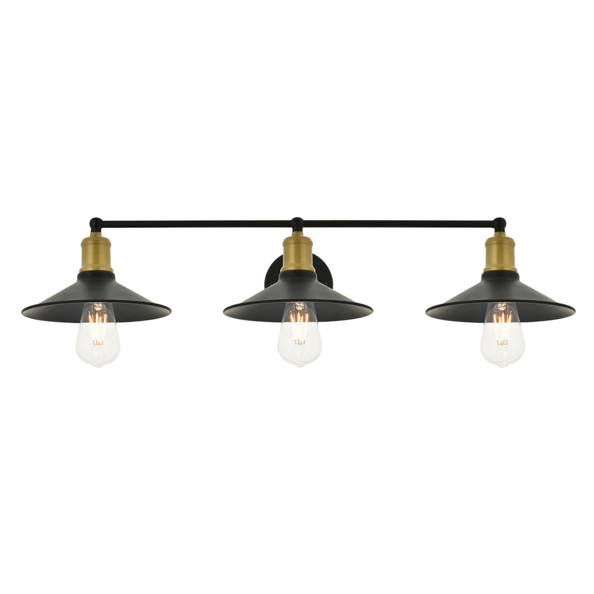 Living District Etude 3-Light Mid-Century Metal Wall Sconce in Brass and Black