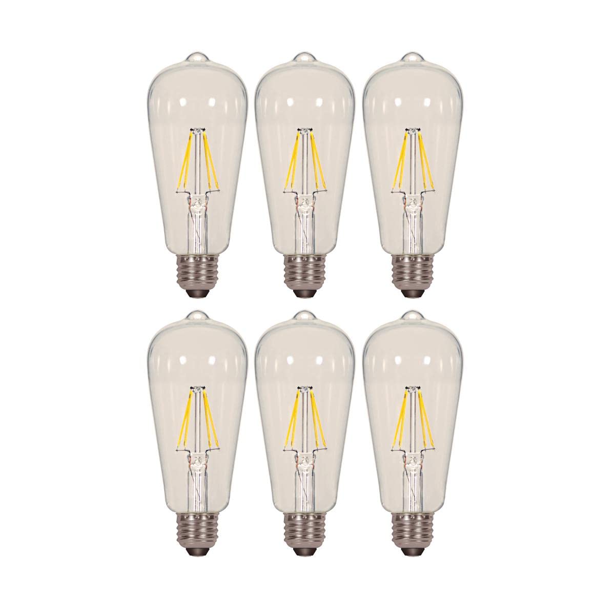 Satco S9581 LED ST19 Bulbs, Warm White, 6 Count, Glass, 27K, E26, 120V