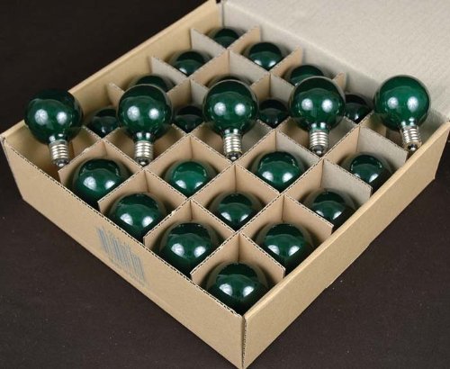 Novelty Lights G50 Globe Replacement Bulbs - 7W E17 Intermediate Base - Green - 25 Pack - Glass for Outdoor Events and Patios