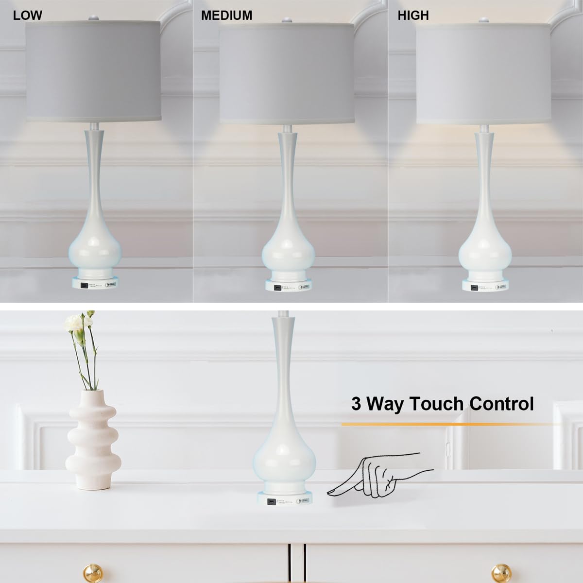 Mwwanjlee Table Lamps For Living Room Set Of 2,30'' Tall Bedside Farmhouse Lamps,Bedroom Nightstand Lamps With Usb Port, 3-Way D