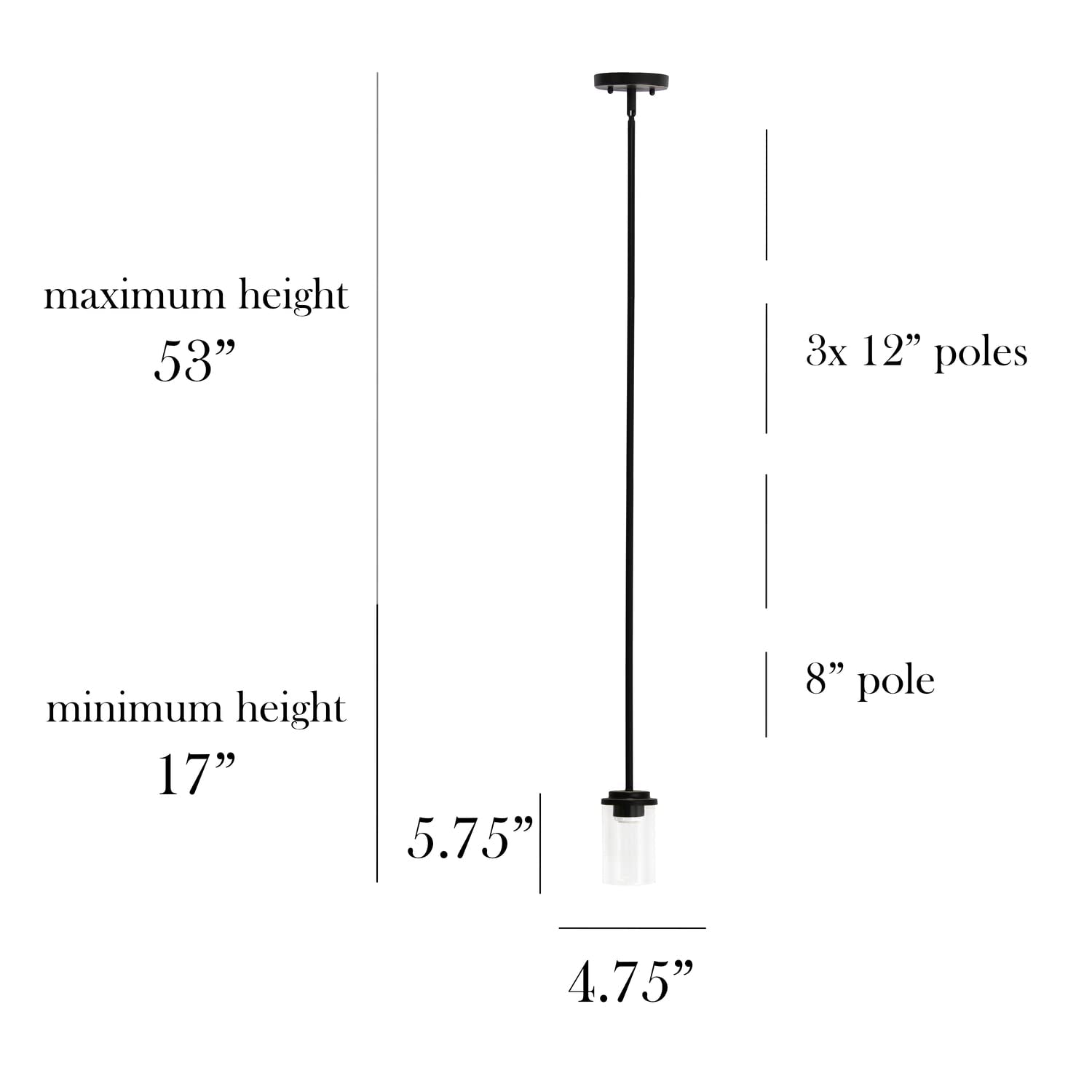 Elegant Designs Pt1020-Rbz 5.75" Essential Modern Farmhouse Adjustable 1-Lt Cylindrical Clear Glass Kitchen Island Foyer Dining Room Hallway Bedroom Living Room Hanging Ceiling Pendant, Rbz