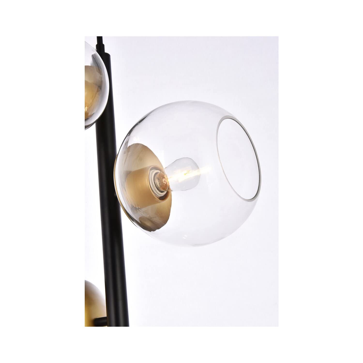Living District Wells 4-Light Metal Pendant w/Clear Shade in Black and Brass