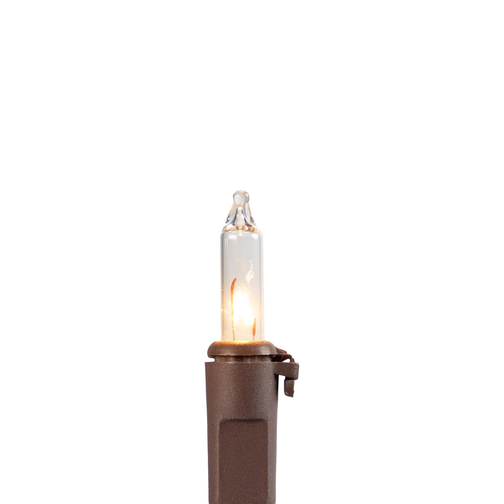 Mini Christmas Light Set - Clear - 4' Brown Wire - 10Ct
