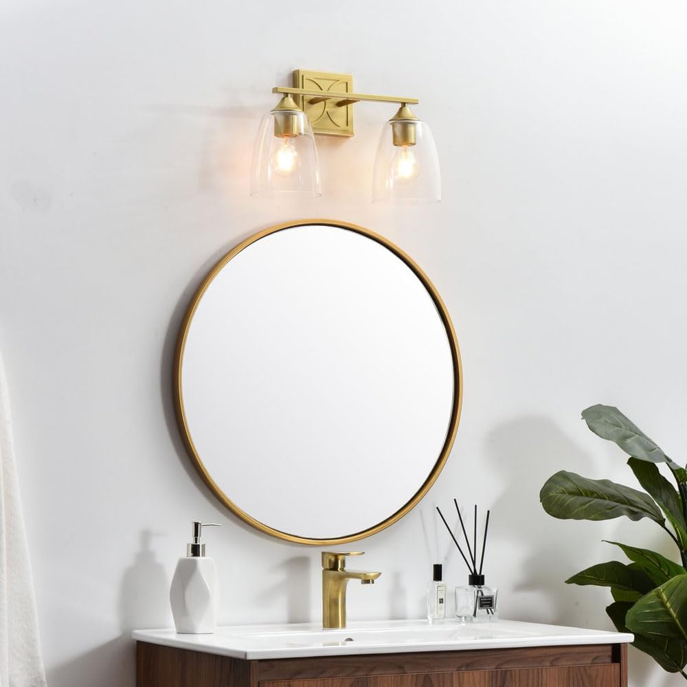 Living District Harris 2-Light Iron & Glass Bath Sconce in Black/Clear