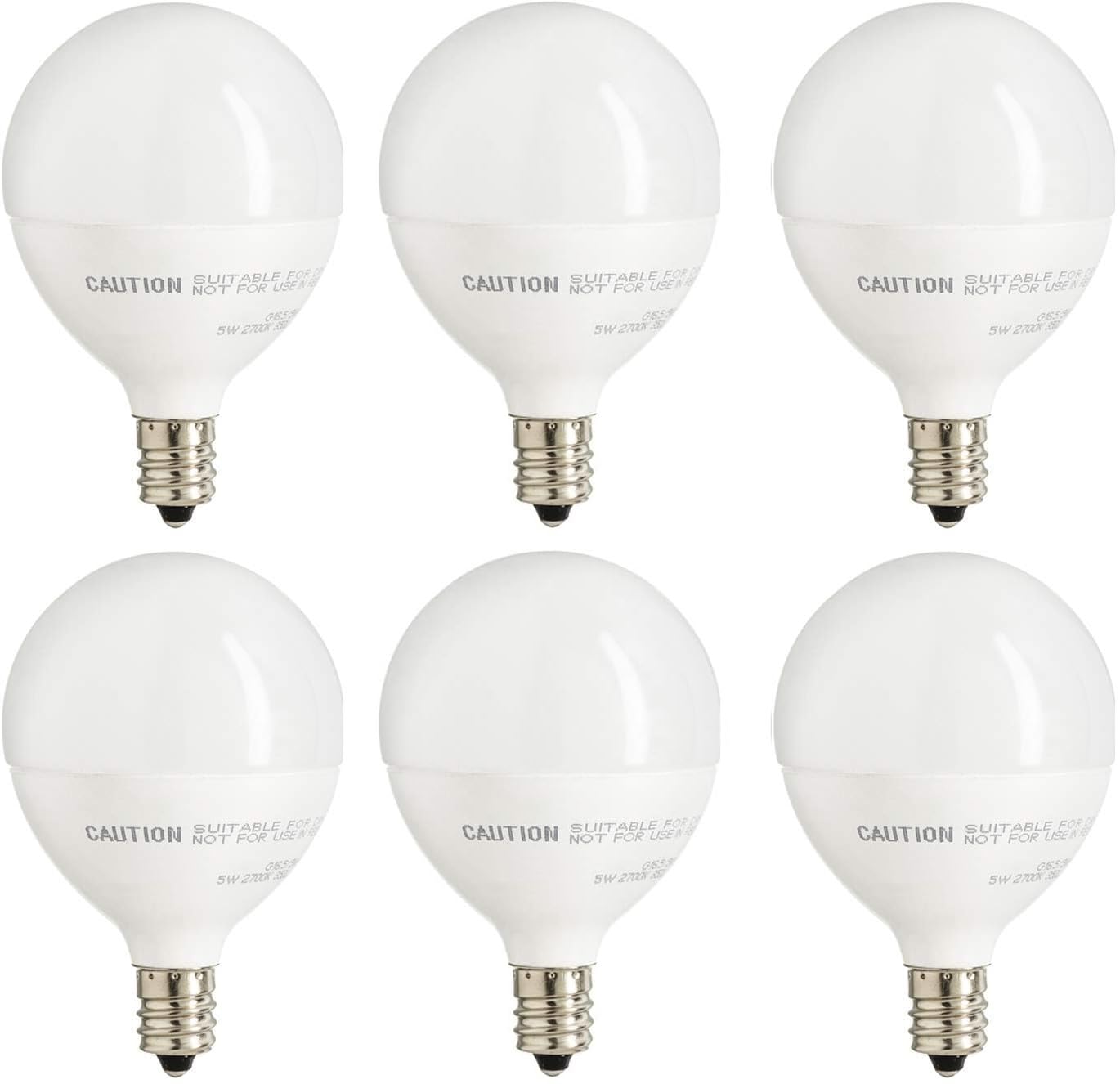 Diodesy- G16.5 Globe LED Light Bulbs Dimmable Small Frosted Round Bulb E12 Candelabra Base 5W (40W Equivalent) 350 Lumen 3000K S