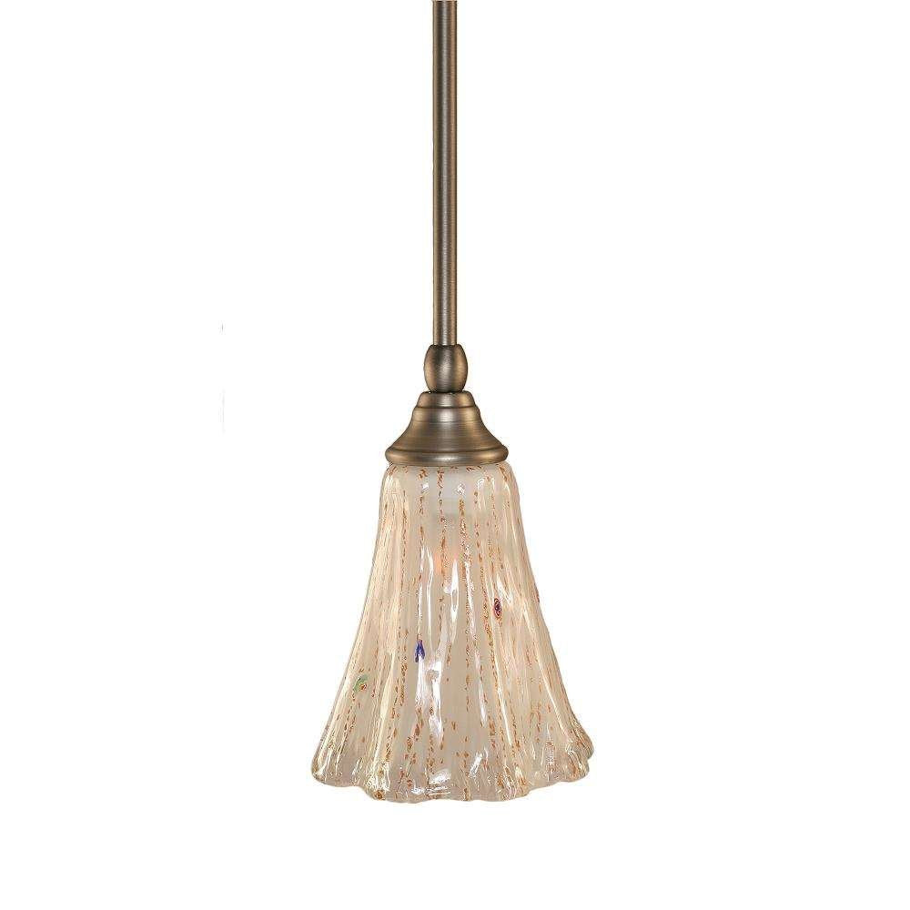 Toltec Lighting 23-Bn-721 Stem Mini Pendant With Hang Straight Swivel With 5.5&quot; Fluted Frosted Crystal Glass, Brushed Nickel Finish