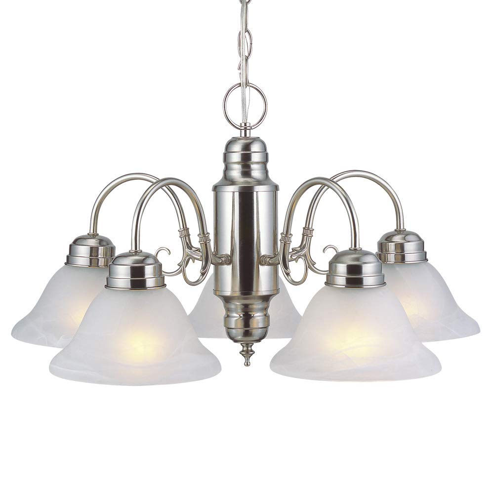 Design House 511535 5-Light Satin Nickel Chandelier with Alabaster Glass Shades for Entryway and Dining Room