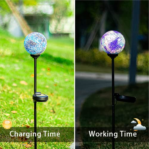 VCUTEKA Solar Garden Stakes Light - Waterproof LED Mosaic Decoration, Blue, 1 Pack, Model B0B3LNV5BG